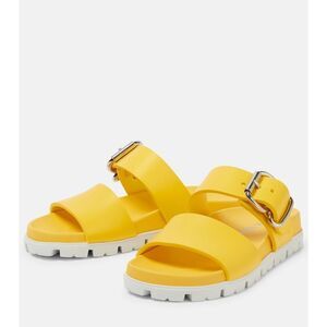 Prada Yellow Rubber Slide Sandals Lug Sole Womens 7B EU 37 Designer Slides